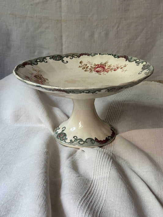 Antique French Terre De Fer Pedestal Compotier