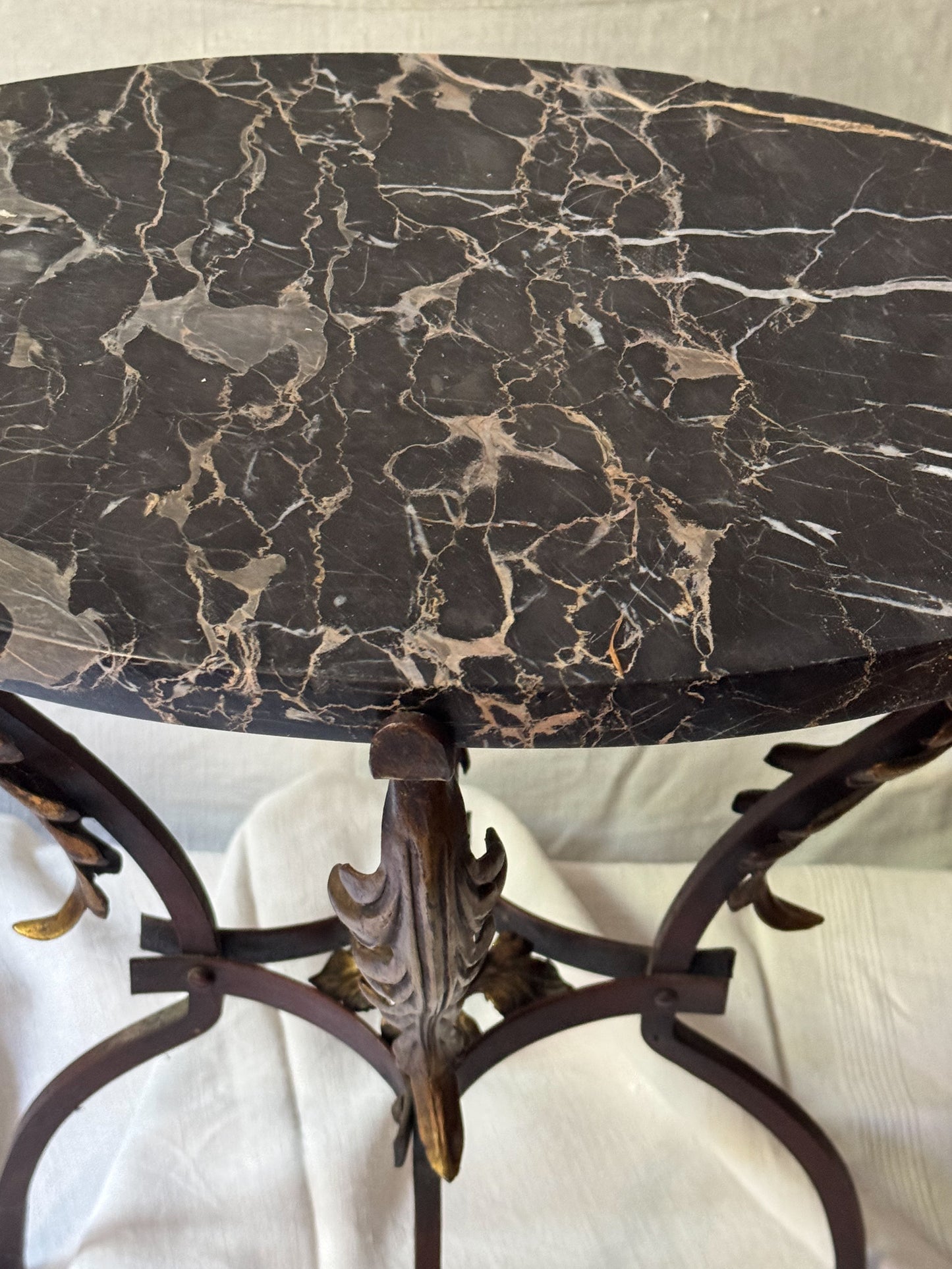 Vintage Marble Top Pedestal Table
