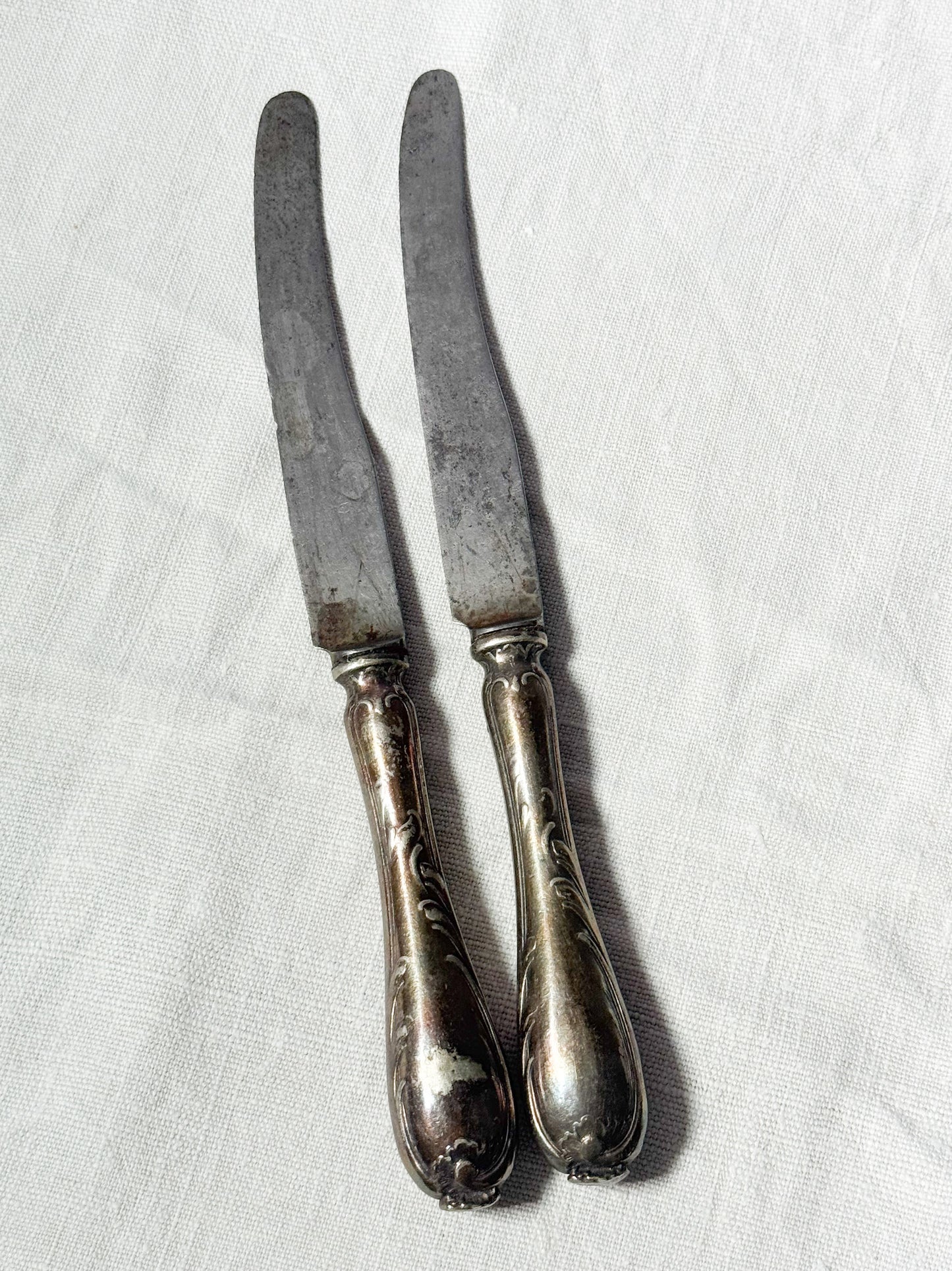 Pair of French Silver-plate Table Knives