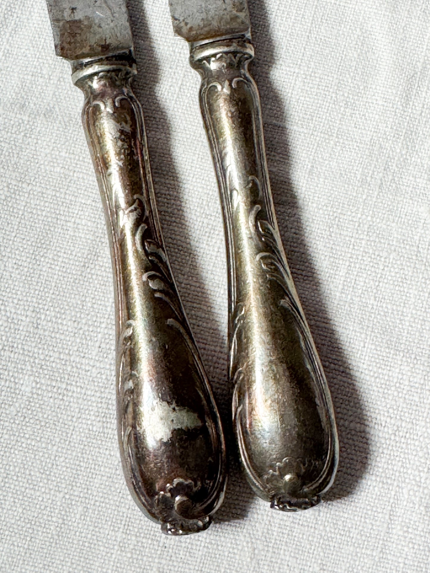 Pair of French Silver-plate Table Knives