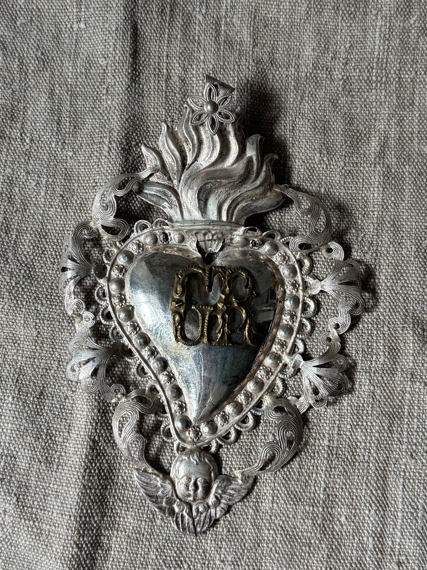 Antique sacred heart ex voto