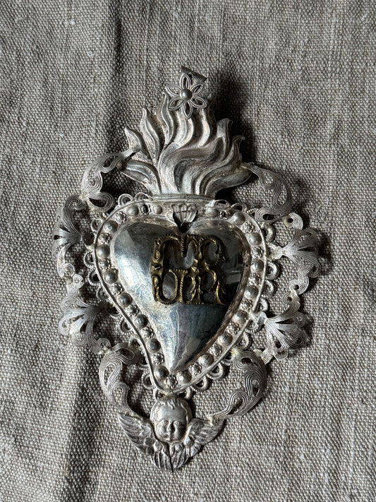 Antique sacred heart ex voto